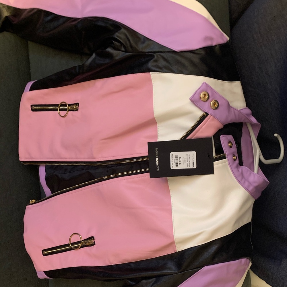 Colorblock leather jacket - Picture 2 of 5